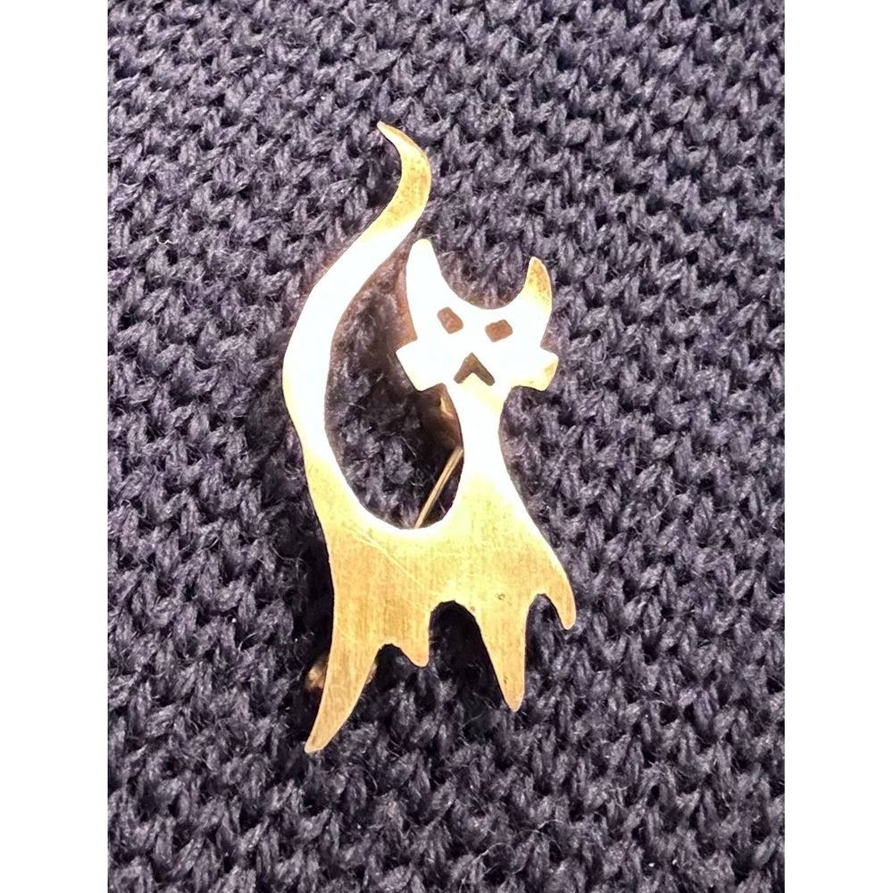 Mexican Sterling Silver P925 Cat Brooch Pin Artisan Animal Jewelry‎